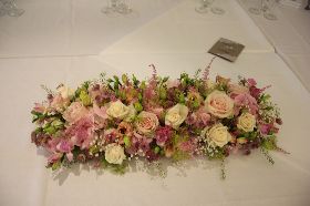 Long and low console table flowers