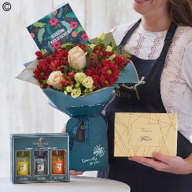 Christmas Gift Box with Gin Trio, Card and Chocolates